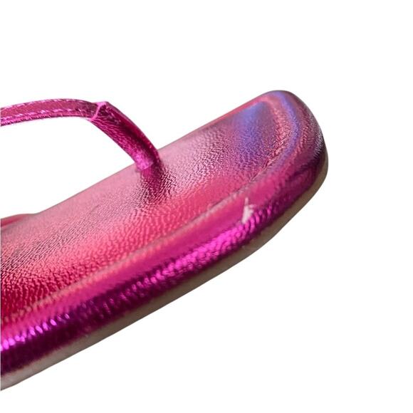 Franco Sarto NWOB Capri-Flore Pink Metallic Flower Thong Sandals size 8 - Picture 8 of 13